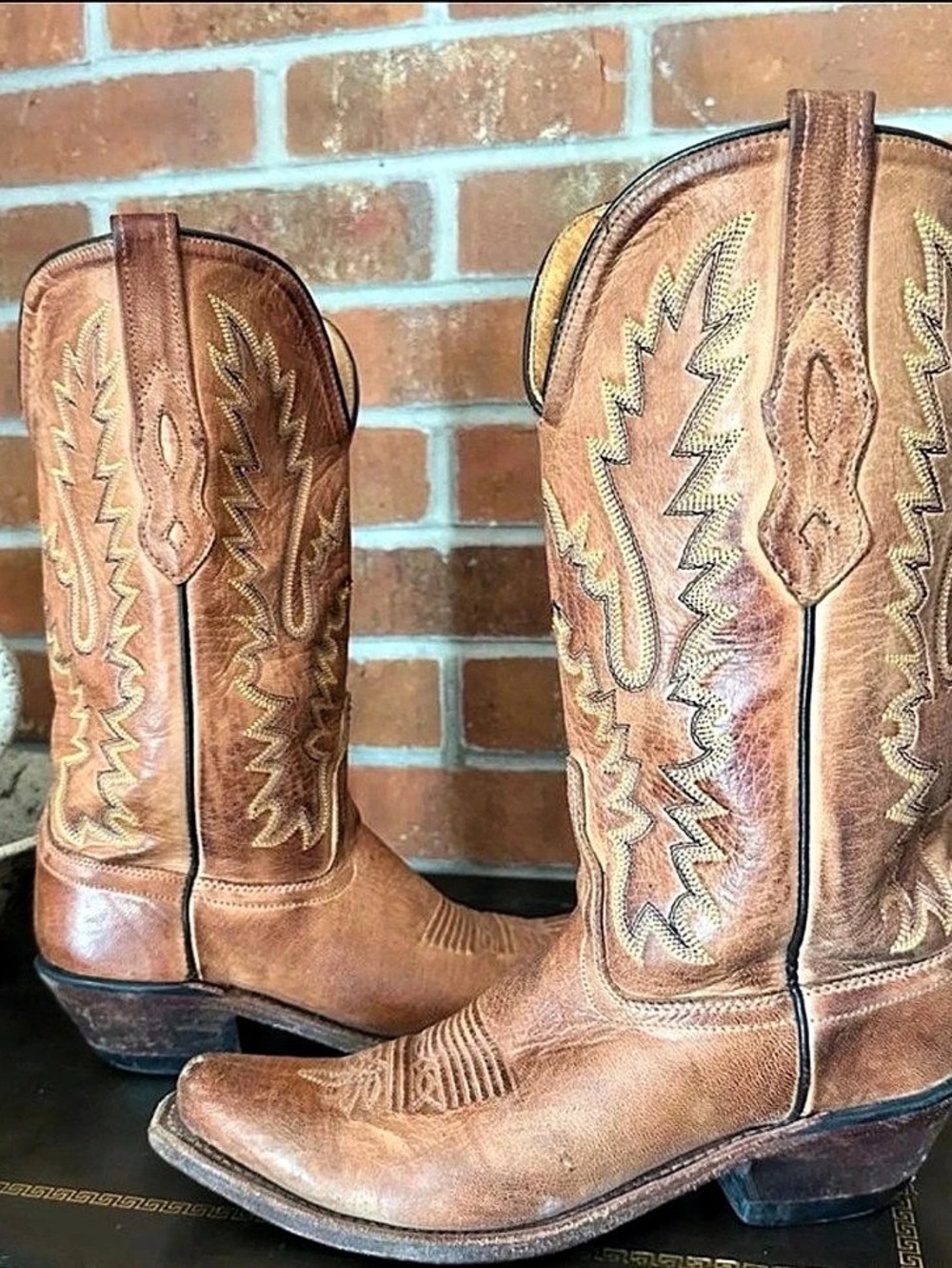 Western Embroidered Heeled Boots in Brown